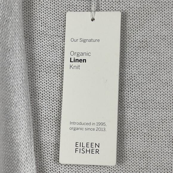 Eileen Fisher Short Sleeve Organic Linen Knit Cardigan White Size Large Cozy NWT - Picture 6 of 11